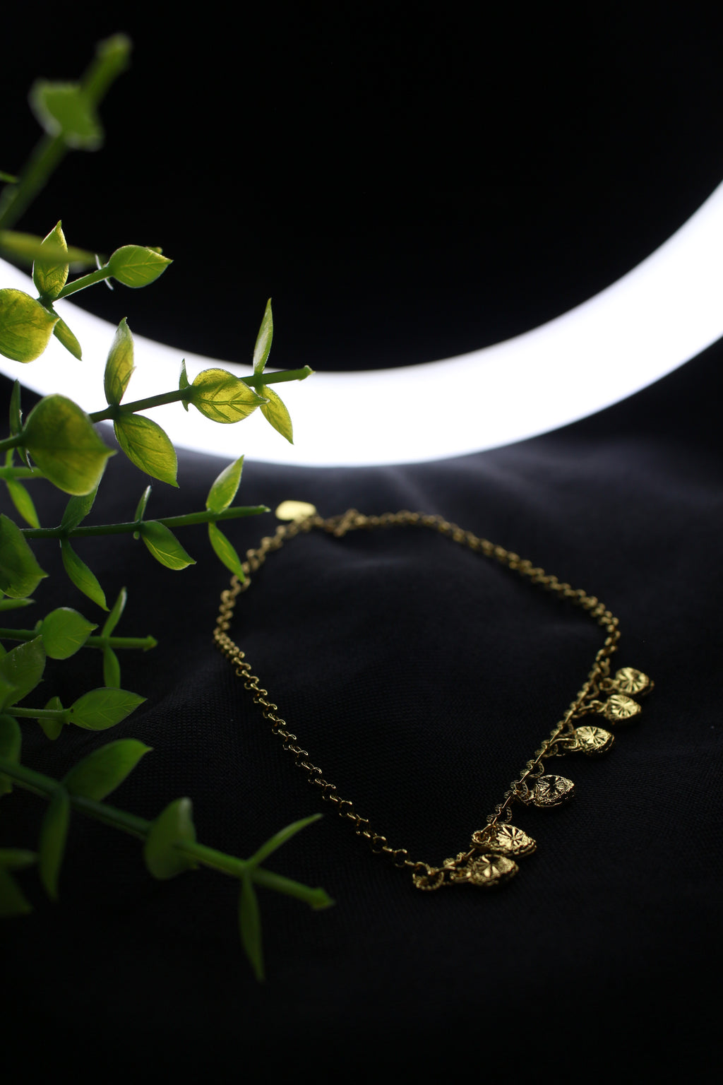 24K GOLD HEART ANKLETS ADJUSTABLE