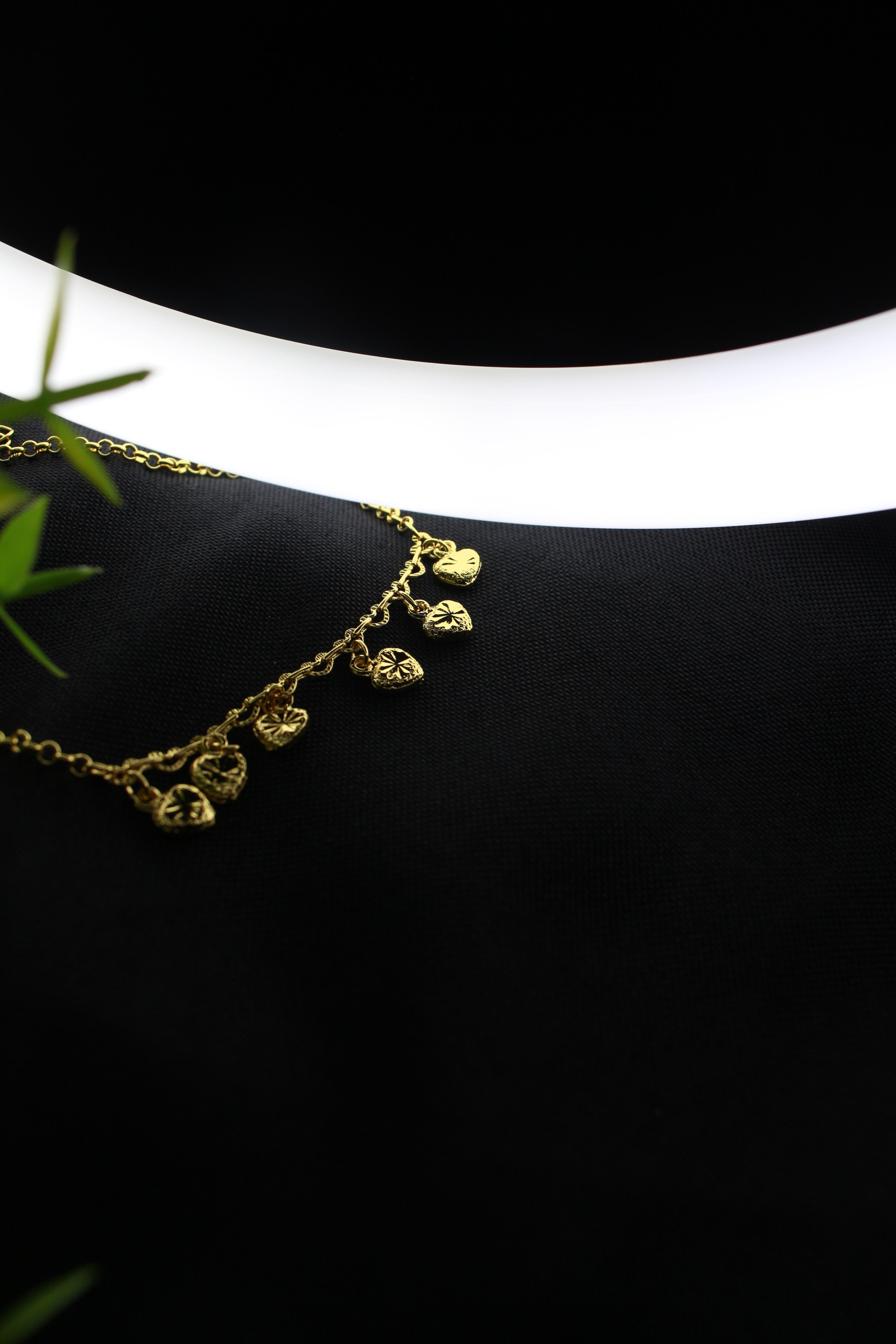 24K GOLD HEART ANKLETS ADJUSTABLE